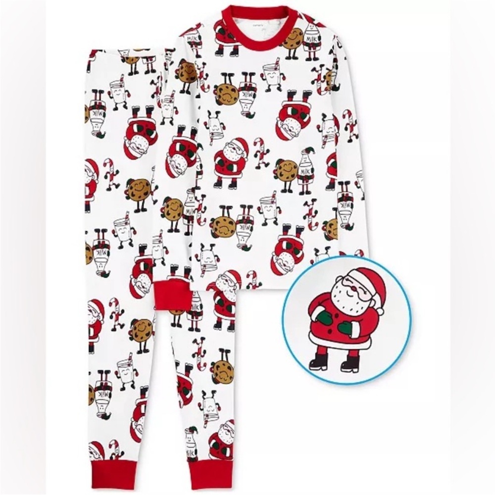 Adults Carters Family Festive Santa Pajama Set EUC